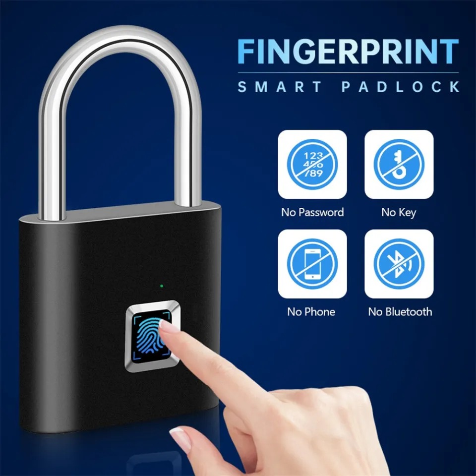 🔐 Fingerprint Padlock – Smart USB Rechargeable Anti-Theft Lock
