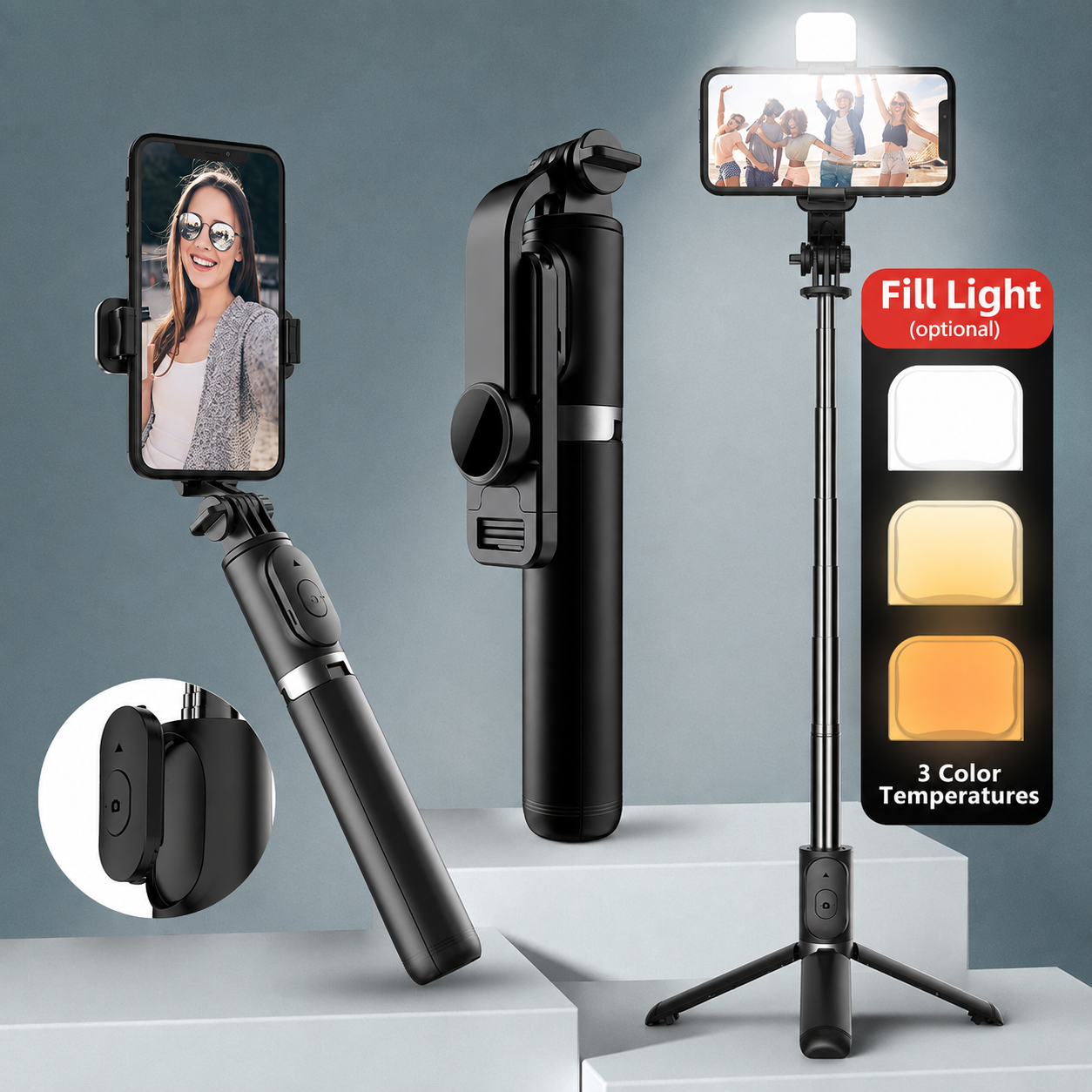 Q07 Selfie Stick – Portable Bluetooth Selfie Stick & Tripod