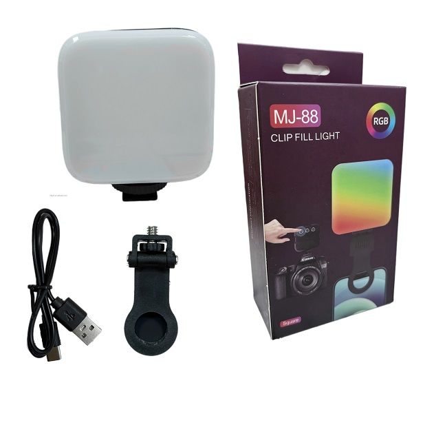 MJ-88 RGB Clip Fill Light – Rechargeable LED Video Light for Vlogging & Live Streaming